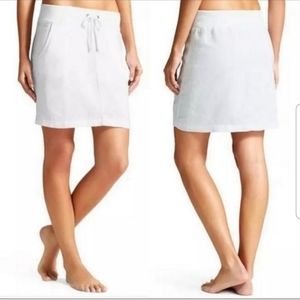 Athleta Linen Seline Skirt Solid White Beachy